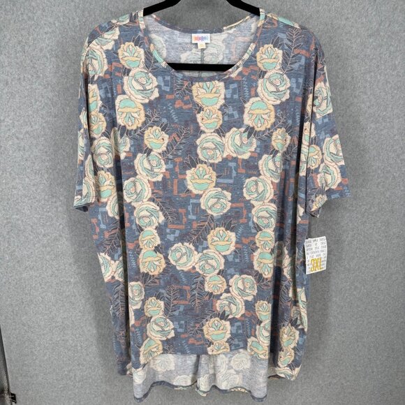 Lularoe Womens Irma Tunic Top Shirt Size 3XL Vintage Floral Print High Low NEW - Picture 1 of 11